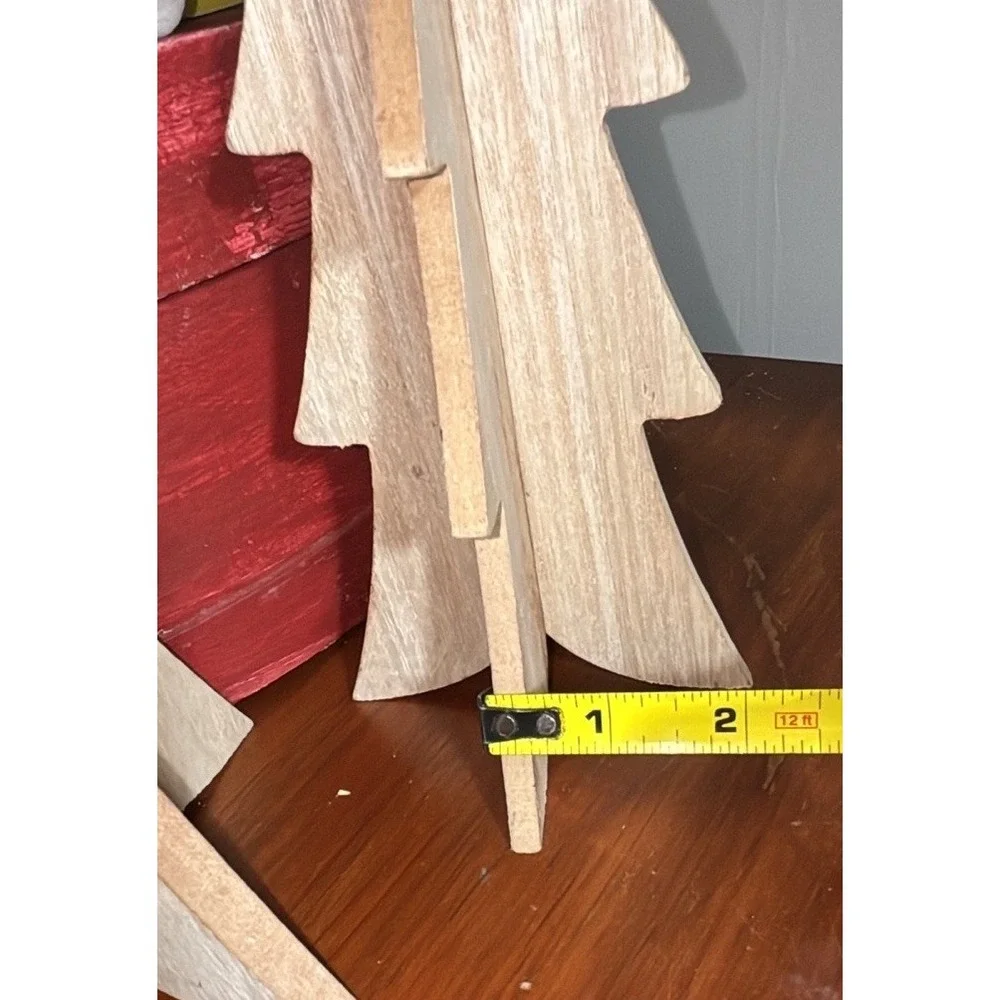 2 White Wood Christmas Trees Mantle‎ Decor 16